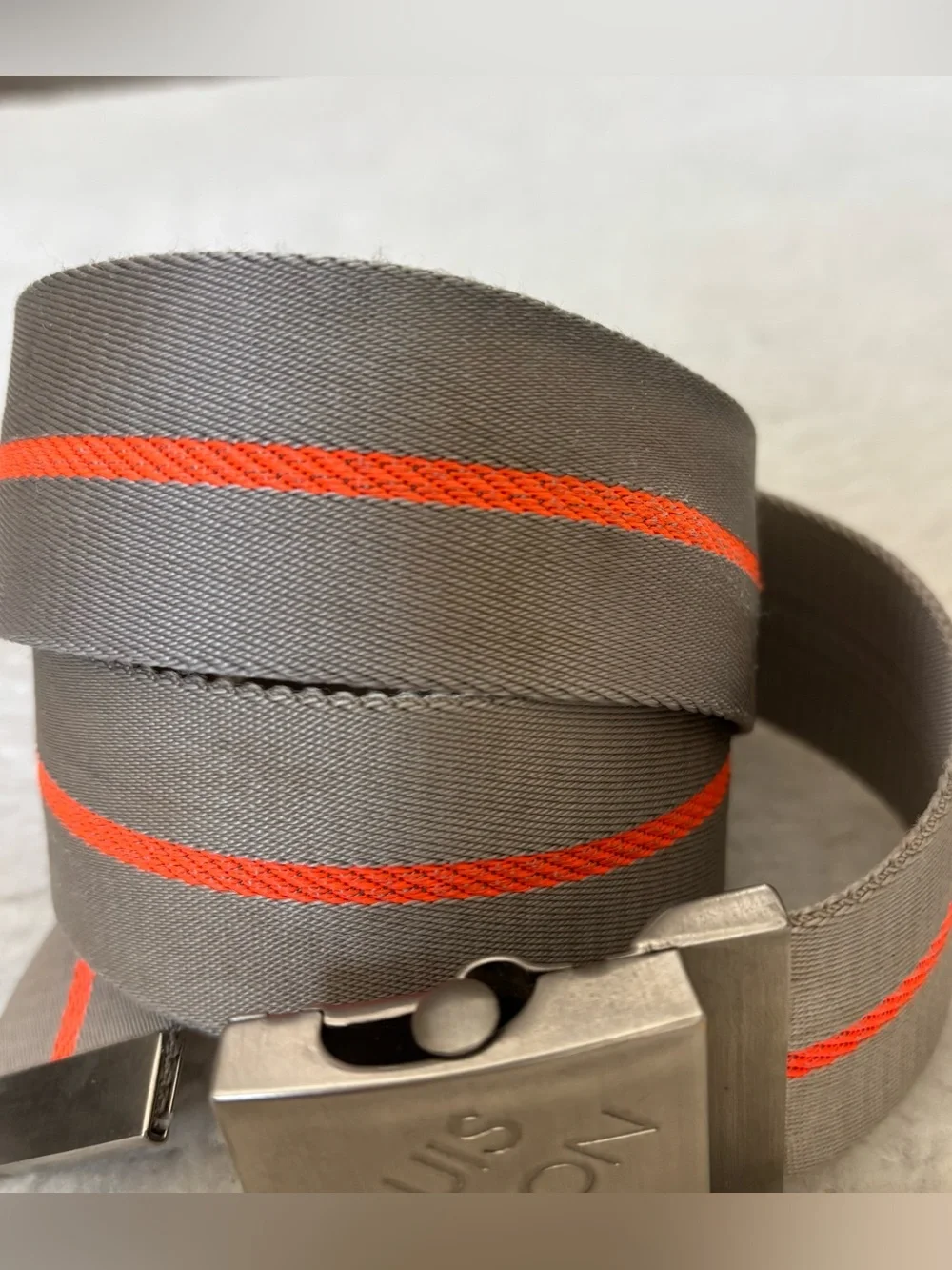 Louis Vuitton Cup Nylon Gray/Orange Adjustable Belt